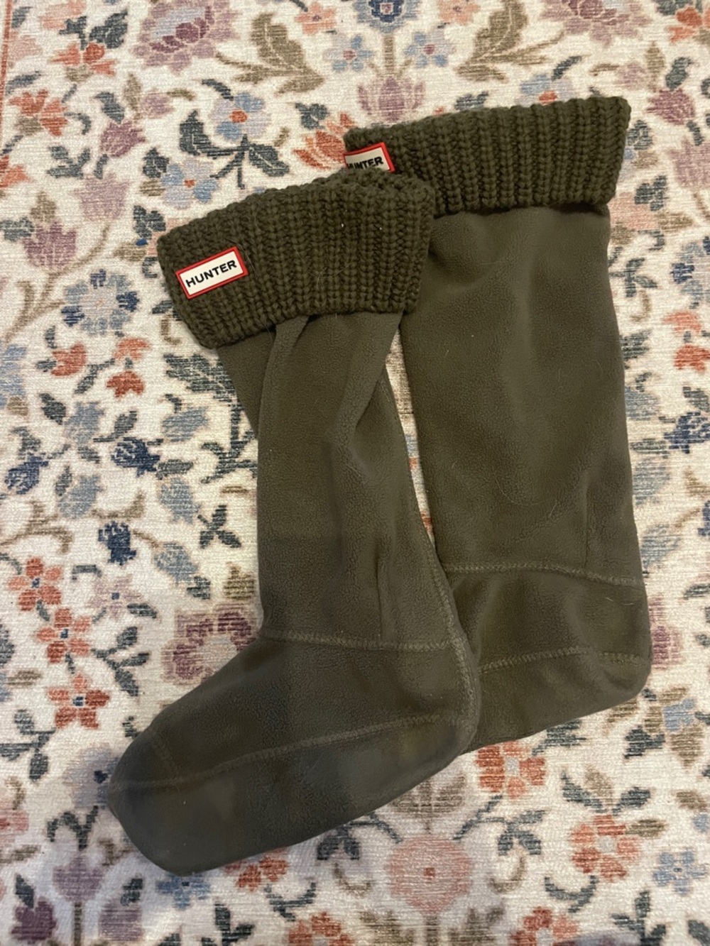 Hunter Olive Knit-Cuff Boot Liners